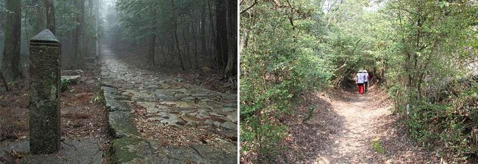 左：国史跡「阿波遍路道（鶴林寺道）」/右：国史跡「讃岐遍路道（根来寺道）」