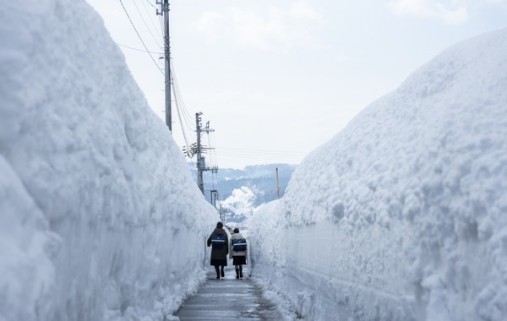 雪国の下校風景