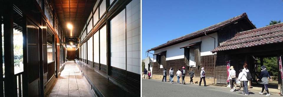 左：丙申堂内の「通り」/右：丙申堂表門