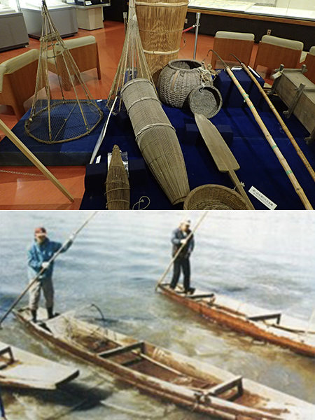 沼の漁具と日向舟 