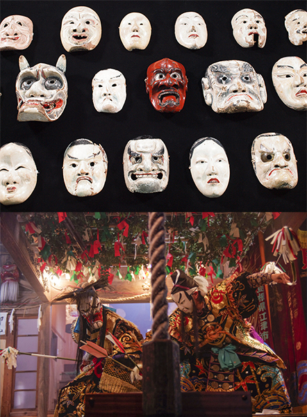 柳神楽の面と衣装 